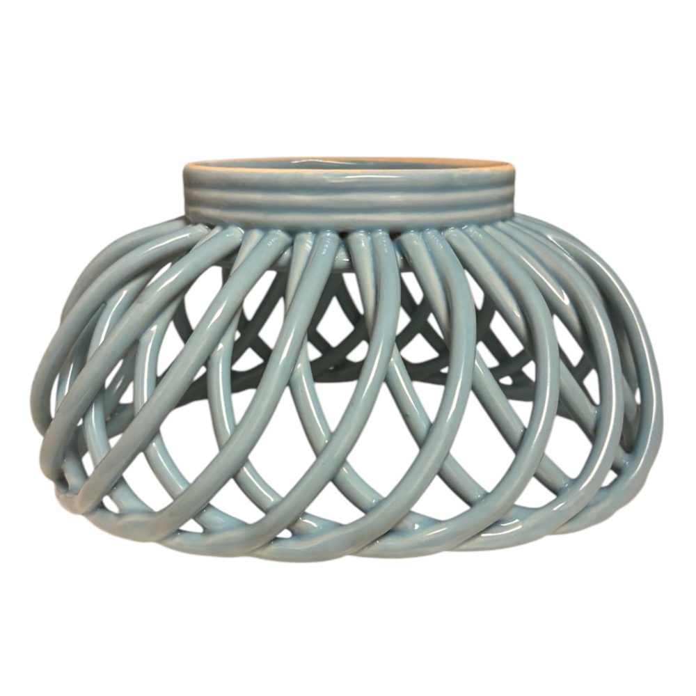 Vintage Lattice Open Ceramic Woven Bread Basket Bowl - Picture 5 of 6